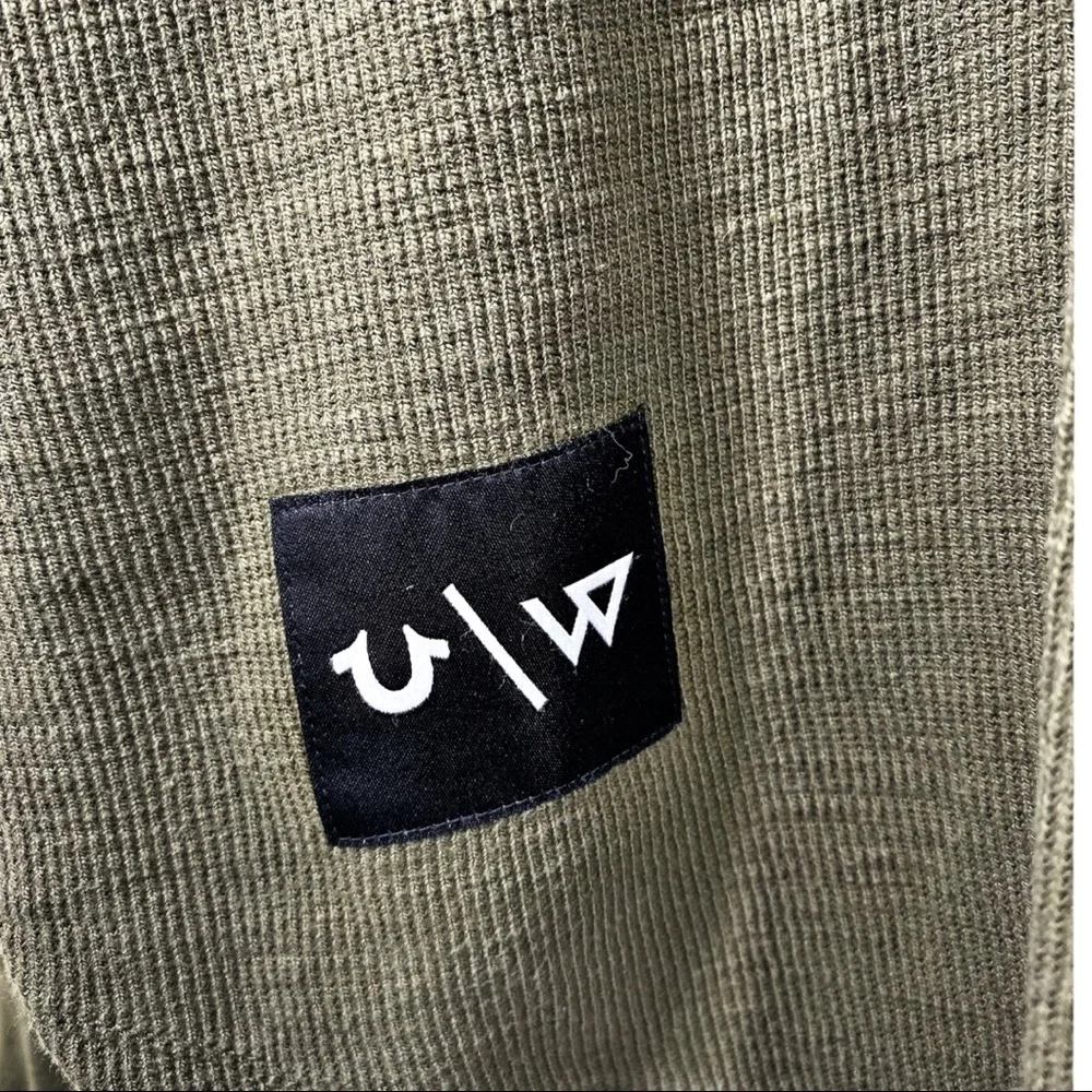 TRUE RELIGION x WESTBROOK 100% Cotton Waffle Knit Thermal Shirt Olive Green, XXL